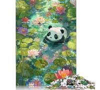 Puzzle da 500 pezzi Panda nello stagno delle ninfee per adulti Puzzle difficili per adulti Divertimento in famiglia Puzzle 500 pezzi (52x38 cm)