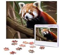 Puzzle da 500 pezzi Panda rosso sul ramo di un albero Puzzle con immagini personalizzate per adulti Puzzle fotografici in legno regalo classico puzzle per famiglia, matrimonio, compleanno, San