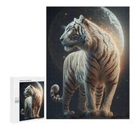 Puzzle da 500 pezzi, per adolescenti, colore bianco, tigre, moonlit, maestà, giochi di relax per promuovere la memoria, tutta la famiglia, 500 pezzi