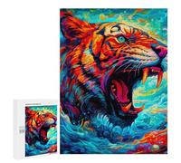 Puzzle da 500 pezzi per adolescenti Colorful Roaring Tiger Artwork Puzzle per giochi di relax Promuovere la memoria intera famiglia 500 pezzi