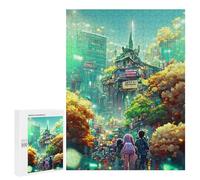 Puzzle da 500 pezzi per adolescenti Neon Cityscape Vibrant Urban Fantasy Puzzles per adulti giochi di relax, un'opera d'arte per compleanno, Natale, 500 pezzi