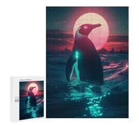 Puzzle da 500 pezzi per adolescenti, pinguino al neon, tramonto, adolescenti, giocattoli fai da te, decorazione da parete, aiuta l'esercizio cerebrale, 500 pezzi