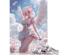 Puzzle da 500 pezzi per adulti Anime Angel Girl in Bloom Heaven Wings Puzzle quadrato per adulti e puzzle in legno Decorazioni per la casa Regali per le vacanze 500 pezzi (52x38 cm)