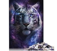 Puzzle da 500 pezzi per adulti arte tigre bianca galassia puzzle per tutta la famiglia arte spirituale puzzle gioco giocattolo regalo per 500 pezzi (52 x 38 cm)