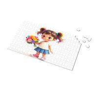 Puzzle da 500 pezzi per adulti bambina con trecce arcobaleno che tengono fiori puzzle da 500 pezzi per adulti puzzle (1000 pezzi)