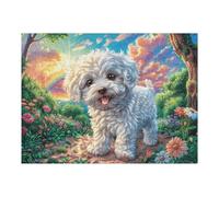 Puzzle Da 500 Pezzi Per Adulti Bichon Frise Spring Flower Field 52×38cm Livello Principiante Per Nuovi Giocatori Montaggio Facile Esperienza Fluida Adatto A Tutte Le Età
