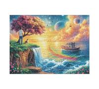 Puzzle Da 500 Pezzi Per Adulti Cliff Rainbow Waterfall 500 PCS 52×38cm Puzzle Di Arteterapia Ottimo Per Salute Mentale Antistress Regolazione Emotiva Giochi Educativi