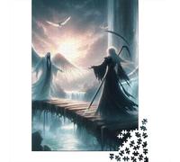 Puzzle da 500 pezzi per adulti con angelo e morte in legno, compiti di pensiero per bambini, 500 pezzi (52 x 38 cm)