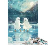 Puzzle da 500 pezzi per adulti con coppia di fantasmi che pattinano sul ghiaccio e sulla neve | | Puzzle divertenti per adulti, regali, giochi intellettuali (52x38 cm)