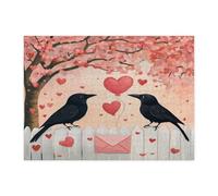 Puzzle da 500 pezzi per adulti con corvi corvi e uccelli, per San Valentino, decorazione per la casa, regalo per feste floreali