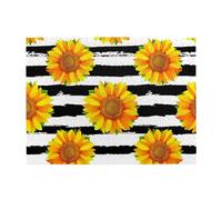 Puzzle da 500 pezzi per adulti con girasoli su sfondo a strisce bianche e nere - Puzzle in legno per adulti e anziani