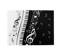 Puzzle da 500 pezzi per adulti con tasti di pianoforte in bianco e nero e note musicali - Puzzle in legno per adulti e anziani