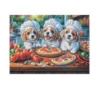 Puzzle Da 500 Pezzi Per Adulti Dog Pizza Baking Kitchen 52×38cm Puzzle Antistress Per Impiegati D'Ufficio Ottimo Per Rilassamento Dopo Il Lavoro Hobby Regalo