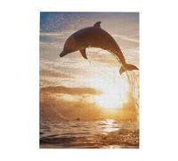Puzzle da 500 pezzi per adulti, famiglie, gioco di puzzle per tutti, puzzle impegnativi,Delfino che salta dall'acqua scintillante