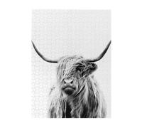 Puzzle da 500 pezzi per adulti, famiglie, gioco di puzzle per tutti, puzzle impegnativi,Ritratto di una mucca delle Highlands