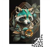 Puzzle da 500 pezzi per adulti, fantastici puzzle quadrati a forma di procione, per adulti e adolescenti, puzzle in legno, decorazioni artistiche per la casa, 500 pezzi (52x38 cm)