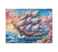 Puzzle Da 500 Pezzi Per Adulti Flower Ancient Sailing Ship 500 PCS 52×38cm Adatto Ai Bambini Ottimo Per Interazione Genitori-Figli Migliora Concentrazione Dei Bambini
