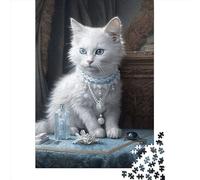 Puzzle da 500 pezzi per adulti Fluffy White Kitten 04 Puzzle quadrati creativi per adulti, puzzle in legno Decorazione per la casa Puzzle 500 pezzi (52x38 cm)