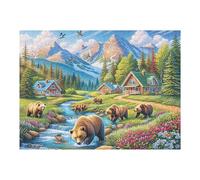 Puzzle Da 500 Pezzi Per Adulti Forest Cabin Stream Landscape 500 PCS 52×38cm Attività Team Building Per Colleghi Di Ufficio Gioco Di Gruppo Divertente Migliora Collaborazione