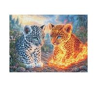 Puzzle Da 500 Pezzi Per Adulti Leopard Tiger Fire Jungle 500 PCS 52×38cm Taglio Alta Precisione Incastro Perfetto Senza Spazi Esperienza Montaggio Fluida Giochi Educativi
