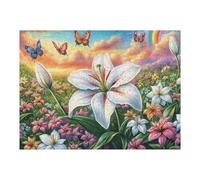 Puzzle Da 500 Pezzi Per Adulti Lily Flower Fairy Garden 52×38cm Livello Intermedio Per Miglioramento Competenze Ottimo Per Allenamento Pensiero Logico
