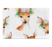 Puzzle da 500 pezzi per adulti Natale carino cervo floreale gioco puzzle regali difficile grande puzzle animale arte floreale, 50,8 x 37,9 cm