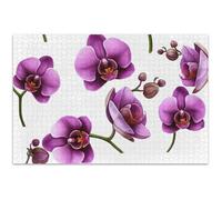 Puzzle da 500 pezzi per adulti orchidea viola fiori bianchi divertenti stupidi divertenti animali dei cartoni animati, 50 x 37 cm
