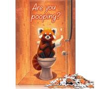 Puzzle da 500 pezzi per adulti, panda rosso seduto sul water, puzzle quadrati in legno, puzzle con pezzi unici, giochi educativi divertenti, giocattoli, 500 pezzi (52x38 cm)