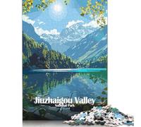 Puzzle da 500 pezzi per adulti, Parco nazionale della valle di Jiuzhaigou, Cina, puzzle quadrati per adolescenti, puzzle in legno, decorazioni artistiche per la casa, 500 pezzi (52x38 cm)