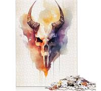 Puzzle da 500 pezzi per adulti, puzzle con teschio e acquerello di un orco, per adulti e adolescenti, giocattoli per l'intrattenimento della famiglia, 500 pezzi (52x38 cm)