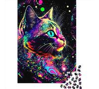 Puzzle da 500 pezzi per adulti, puzzle in legno con gatto cosmico, il miglior regalo per amici e familiari, 500 pezzi (52x38 cm)