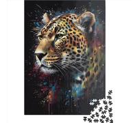 Puzzle da 500 pezzi per adulti, puzzle quadrato raffigurante un giaguaro dipinto, puzzle in legno per adulti, decorazioni per la casa, regali di Natale, 500 pezzi (52x38 cm)