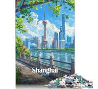 Puzzle da 500 pezzi per adulti Shanghai Cina Paesaggio urbano Puzzle per adulti Puzzle in legno Puzzle Gioco educativo Sfida Giocattolo 500 pezzi (52x38 cm)