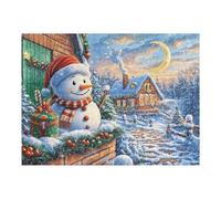 Puzzle Da 500 Pezzi Per Adulti Snowman Christmas Cottage Snowy 52×38cm Puzzle Universale Per Tutte Le Occasioni Regalo Perfetto Decorazione Casa Divertimento Familiare