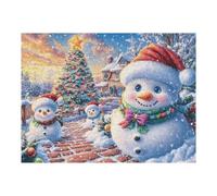 Puzzle Da 500 Pezzi Per Adulti Snowman Christmas Gingerbread House 52×38cm Livello Intermedio Ottimo Per Miglioramento Competenze Allenamento Pensiero Logico Regalo