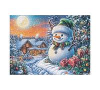Puzzle Da 500 Pezzi Per Adulti Snowman Christmas Snowy 52×38cm Puzzle Hobby Rilassante Ottimo Per Tempo Libero Quotidiano Riduce Lo Stress Migliora L'Umore