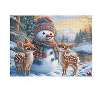 Puzzle Da 500 Pezzi Per Adulti Snowman Christmas Snowy Town 52×38cm Livello Esperto Puzzle Stimolante Ottimo Per Collezionisti Allenamento Pensiero Logico Giochi Educativi