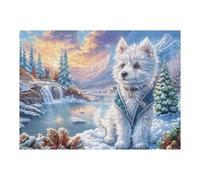 Puzzle Da 500 Pezzi Per Adulti Snowy West Highland Terrier 500 PCS 52×38cm Adatto Ai Bambini Ottimo Per Interazione Genitori-Figli Migliora Concentrazione Dei Bambini