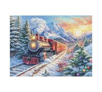 Puzzle Da 500 Pezzi Per Adulti Train Winter Snowy Forest 52×38cm Adatto Ai Bambini Ottimo Per Interazione Genitori-Figli Migliora Concentrazione Dei Bambini