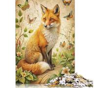Puzzle da 500 pezzi per adulti Volpe e farfalle nella natura Puzzle per bambini Puzzle in legno Giocattoli per l'intrattenimento della famiglia 500 pezzi (52x38 cm)