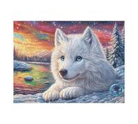 Puzzle Da 500 Pezzi Per Adulti White Wolf Snowy Winter 52×38cm Adatto Ai Bambini Ottimo Per Interazione Genitori-Figli Migliora Concentrazione Dei Bambini