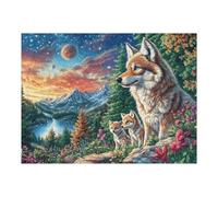 Puzzle Da 500 Pezzi Per Adulti Wolf Snowy Mountain Moon Night 52×38cm Adatto Ai Principianti Montaggio Fluido Perfetto Per Rilassamento Quotidiano Esercizio Cerebrale