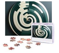 Puzzle da 500 pezzi personalizzati a righe verdi, puzzle rotondo sfidante, immagine sfidante, con custodia, puzzle fotografico per adulti e matrimoni (52 x 38 cm)