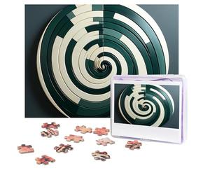 Puzzle da 500 pezzi personalizzati a righe verdi, puzzle rotondo sfidante, immagine sfidante, con custodia, puzzle fotografico per adulti e matrimoni (52 x 38 cm)