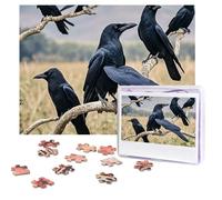 Puzzle da 500 pezzi personalizzati con corvo e uccelli, immagine impegnativa, con borsa portaoggetti, puzzle fotografico per adulti per matrimoni (75 x 50 cm)