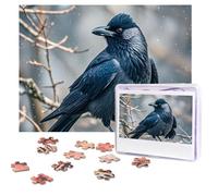 Puzzle da 500 pezzi personalizzati con corvo nero, uccellini, immagine impegnativa, con custodia, puzzle fotografico per adulti e matrimoni (52 x 38 cm)