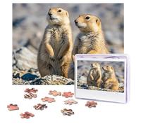 Puzzle da 500 pezzi personalizzati con due cani della prateria, immagine impegnativa, con borsa portaoggetti, puzzle fotografico per adulti per matrimoni (52 x 38 cm)