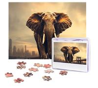 Puzzle da 500 pezzi personalizzati con elefante su un ponte, puzzle sfidante con borsa portaoggetti, puzzle fotografico per adulti e matrimoni (75 x 50 cm)