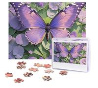Puzzle da 500 pezzi personalizzati con farfalla viola, immagine impegnativa, con custodia, puzzle fotografico per adulti e matrimoni (52 x 38 cm)