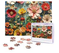 Puzzle da 500 pezzi personalizzati con fiori e steli, puzzle sfidante con borsa portaoggetti, puzzle fotografico per adulti per matrimoni (52 x 38 cm)